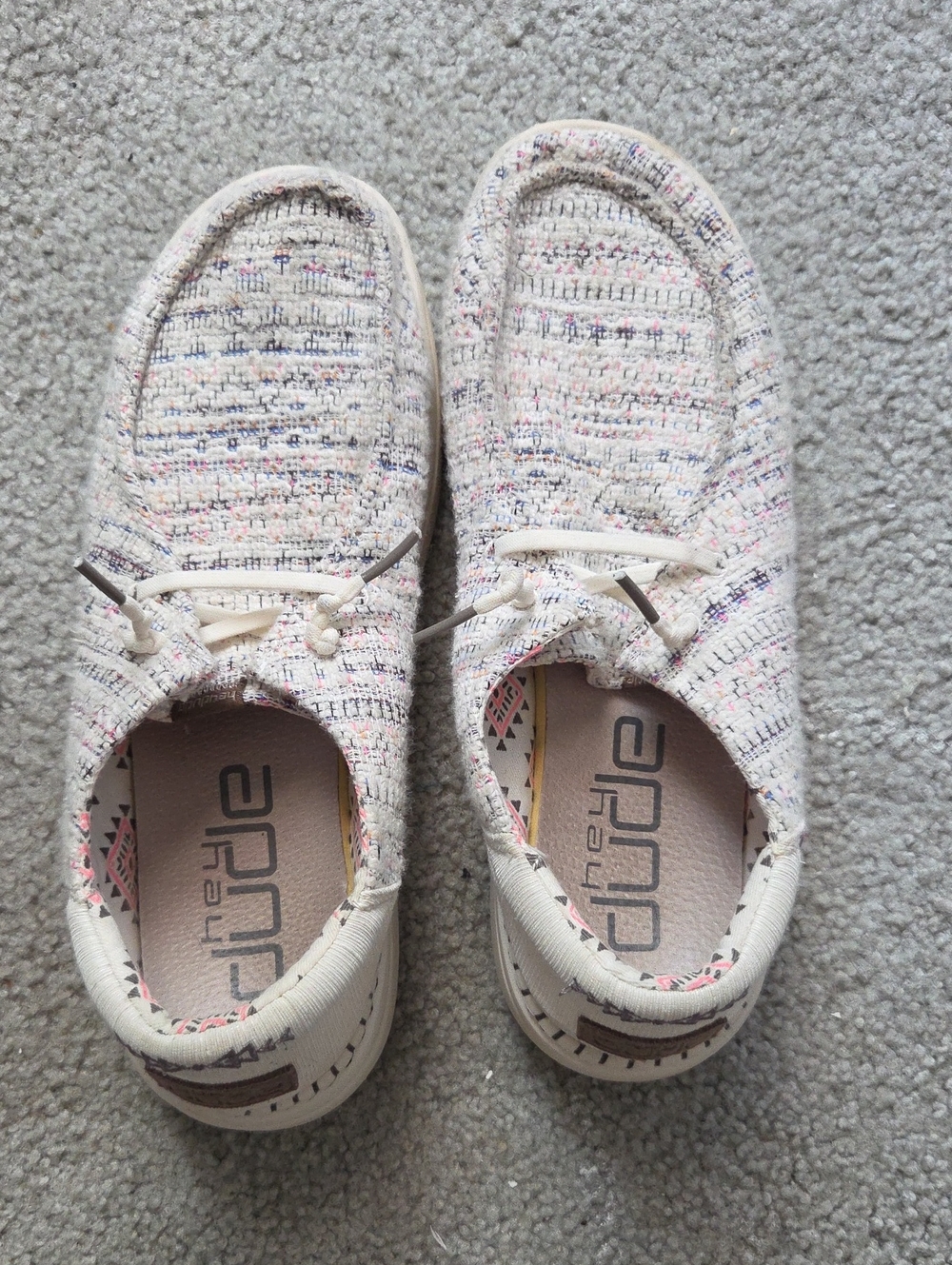 Hey Dude Slip-On Knit Shoes in Ivory with Multicolor Speckle